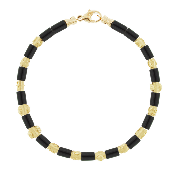 luis morais Symbol Spacers Onyx Bead Bracelet with Clasp