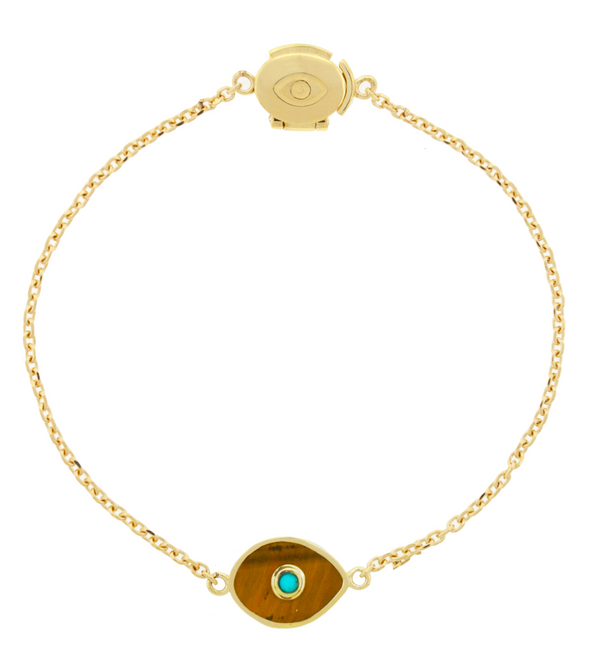 luis morais Tiger's Eye Gemstone Eye on Chain Bracelet