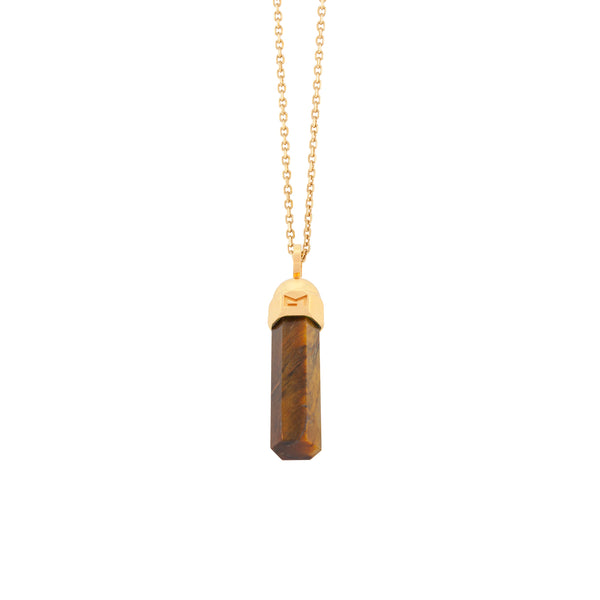 Luis Morais Tiger's Eye Hexagon Bolt Pendant Necklace