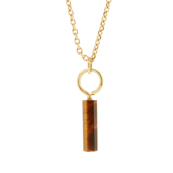 Luis Morais TIger's Eye Hook Eye Screw Gemstone Pendant Necklace
