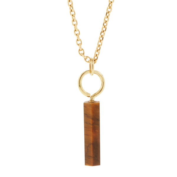 Luis Morais TIger's Eye Hook Eye Screw Gemstone Pendant Necklace