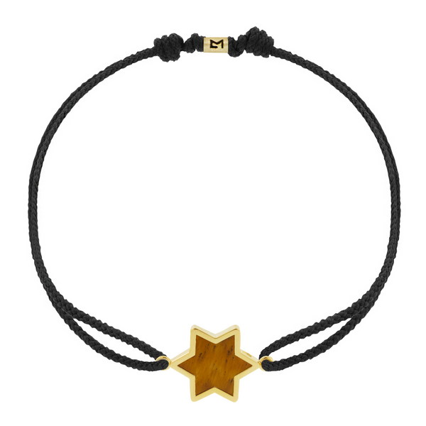 luis morais Tiger's Eye Star on Black Cord Bracelet