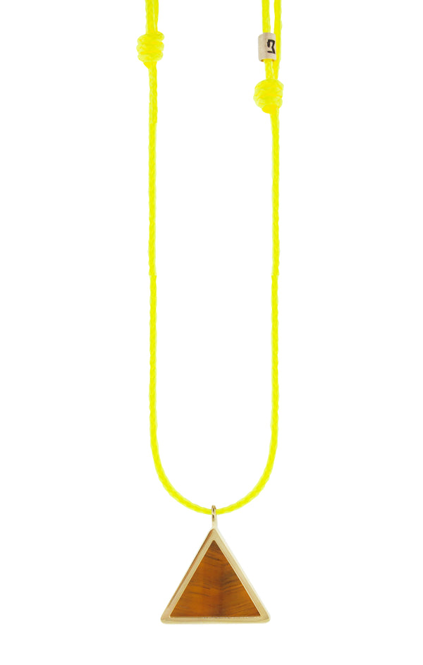 luis morais Tiger's Eye Triangle Pendant on Cord Necklace