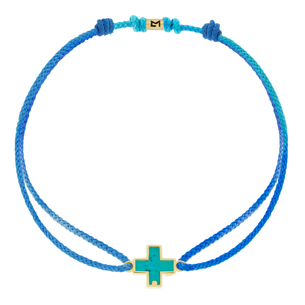 luis morais Turquoise Cross on Blue Ombre Cord Bracelet