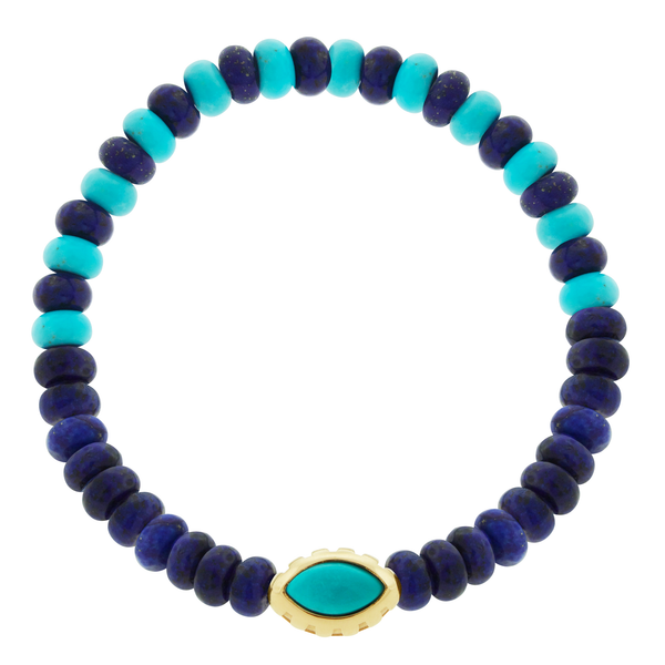 luis morais Turquoise Eye of the Idol Gemstone Bead Bracelet