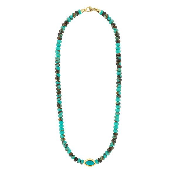 luis morais Turquoise Eye of the Idol on Jasper Beaded Necklace