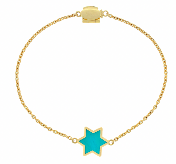 luis morais Turquoise Gemstone Star on Chain Bracelet