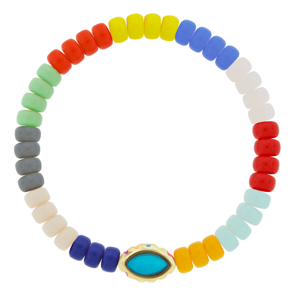 luis morais Turquoise Marquise Eye on Glass Bead Bracelet