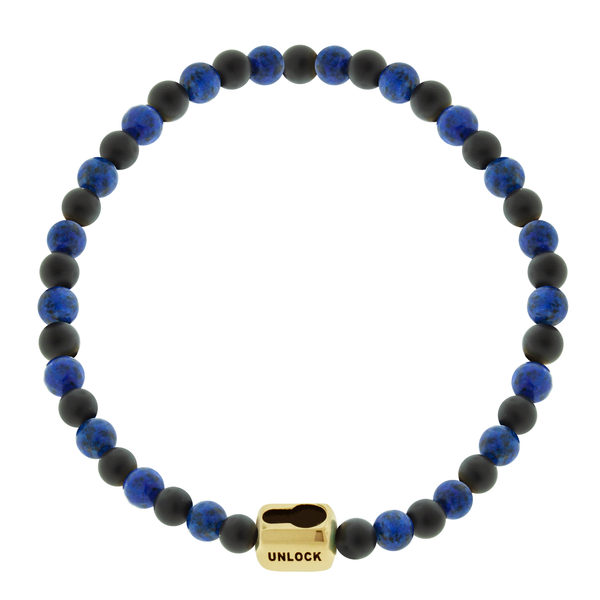 Luis Morais UNLOCK PATH Lock Ingot On Gemstone Beaded Bracelet