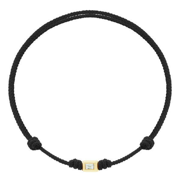 luis morais White Diamond Baguette Ingot on Black Cord Bracelet