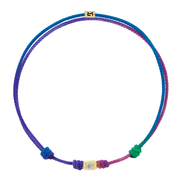 Luis Morais White Diamond Corrugated Ingot On Cord Bracelet