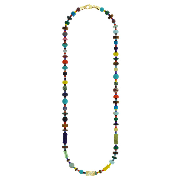 luis morais White Diamond Drill Bit with on Gemstone Bead Necklace