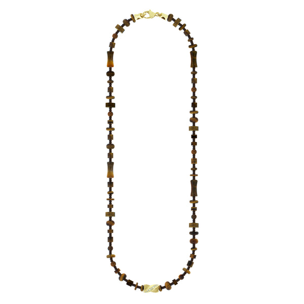 luis morais White Diamond Drill Bit with on Tiger's Eye Bead Necklace