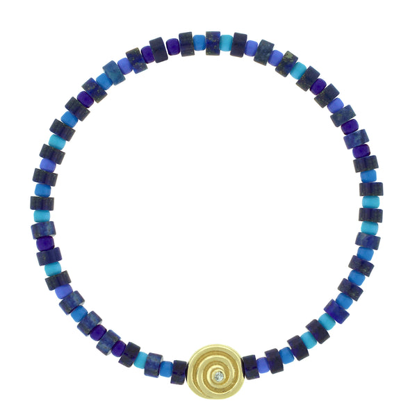luis morais White Diamond Spiral on Lapis Beaded Bracelet