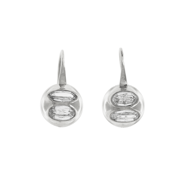 luis morais White Gold Double Diamond Drop Earrings