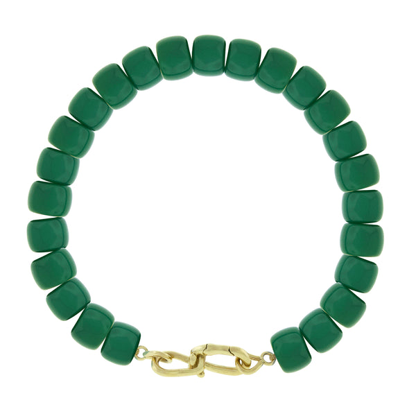 luis morais Wire Clasp on Green Glass Bead Bracelet