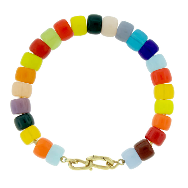 luis morais Wire Clasp on Multicolor Glass Bead Bracelet