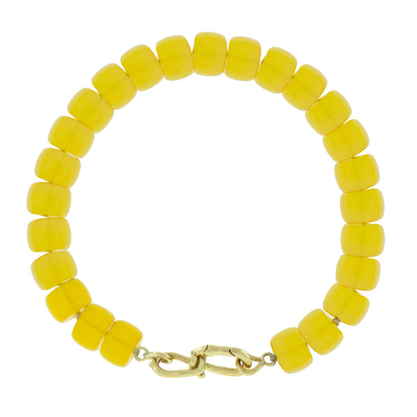 luis morais Wire Clasp on Yellow Glass Bead Bracelet
