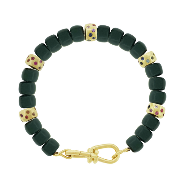 luis morais Wire Clasp with Sapphire Roundels Beaded Bracelet