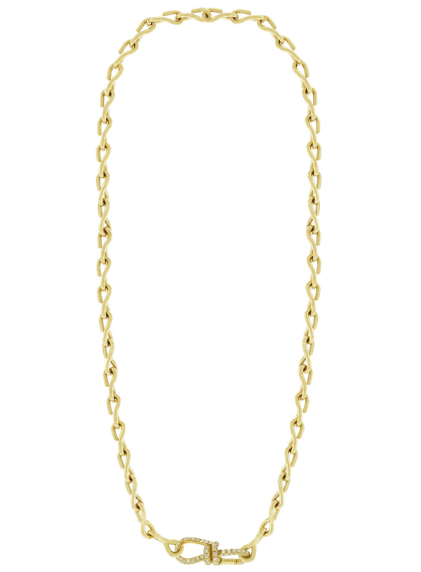 luis morais Wire Link Necklace with Large Diamond Clasp