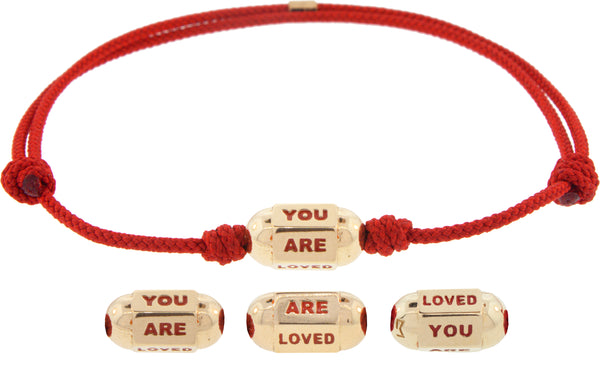 luis morais YOU ARE LOVED Hexagon Bolt Bead on Cord Bracelet