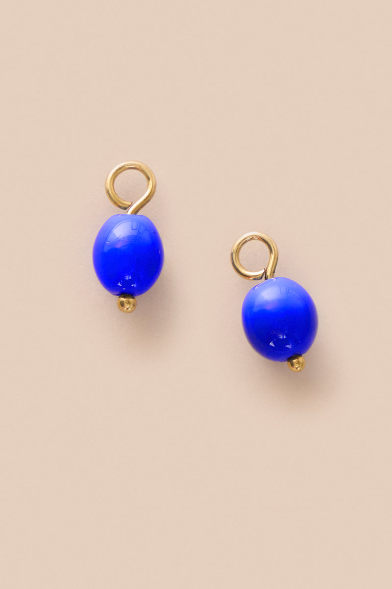 Lukhanyo Mdingi PAIR OF GLASS ARTISANAL BEADS - MARINA BLUE