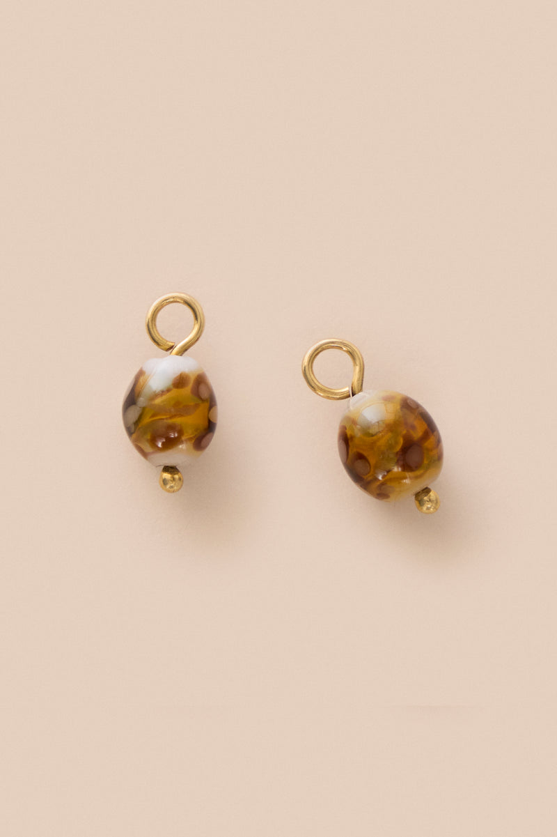 Lukhanyo Mdingi PAIR OF GLASS ARTISANAL BEADS - TORTOISESHELL