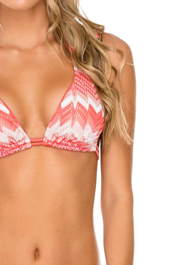 Luli Fama AMOR Y MIEL - Triangle Halter Top & Wavey Ruched Back Full Tie Side Bo – Luli Fama