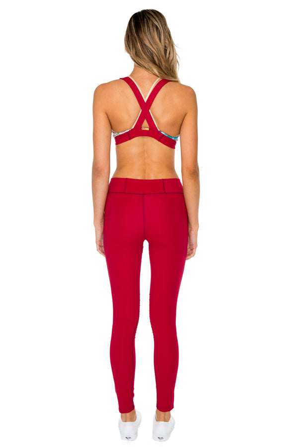 Luli Fama AZUCAR - Gold Crossback Sports Bra & Pintucked Knee Legging • Multicol – Luli Fama