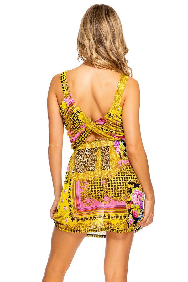Luli Fama BACK IN TIME - Timeless Cut Out Short Dress • Multicolor – Luli Fama