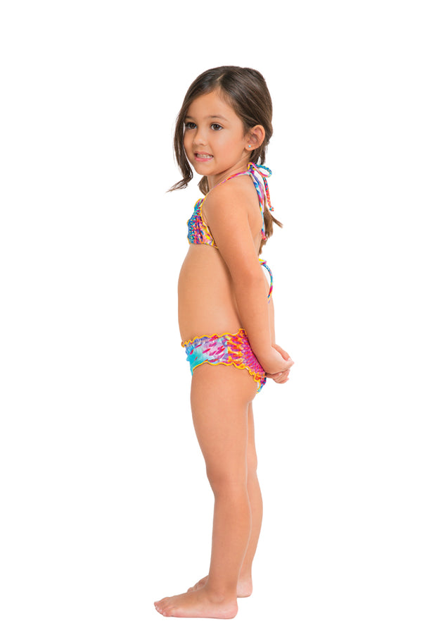 Luli Fama BAJO UN MISMO SOL - Wavey Triangle Top Ruched Back Bikini • Multicolor – Luli Fama