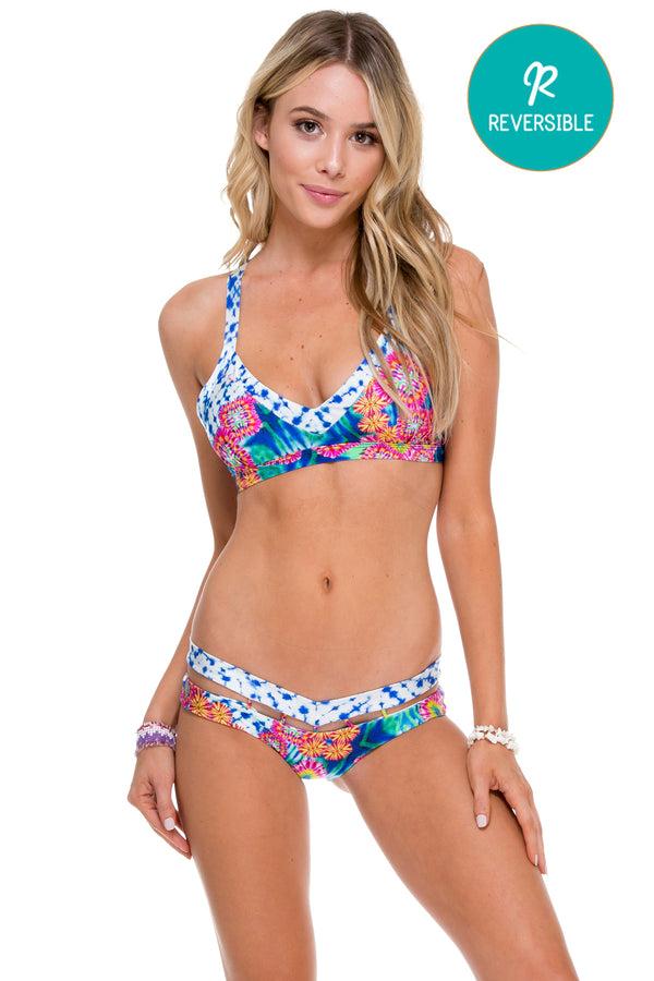 luli fama BEAUTIFUL MESS - Trimmed V Top & Strapped Band Reversible Moderate Bot – Luli Fama