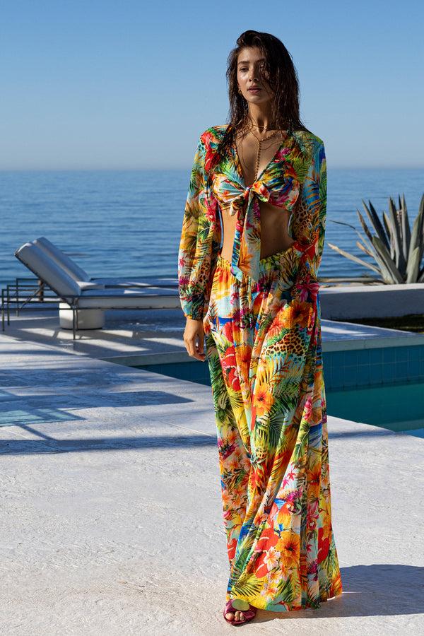 luli fama BIRDS OF PARADISE Multi Way Crop Top & Palazzo Pant – Luli Fama