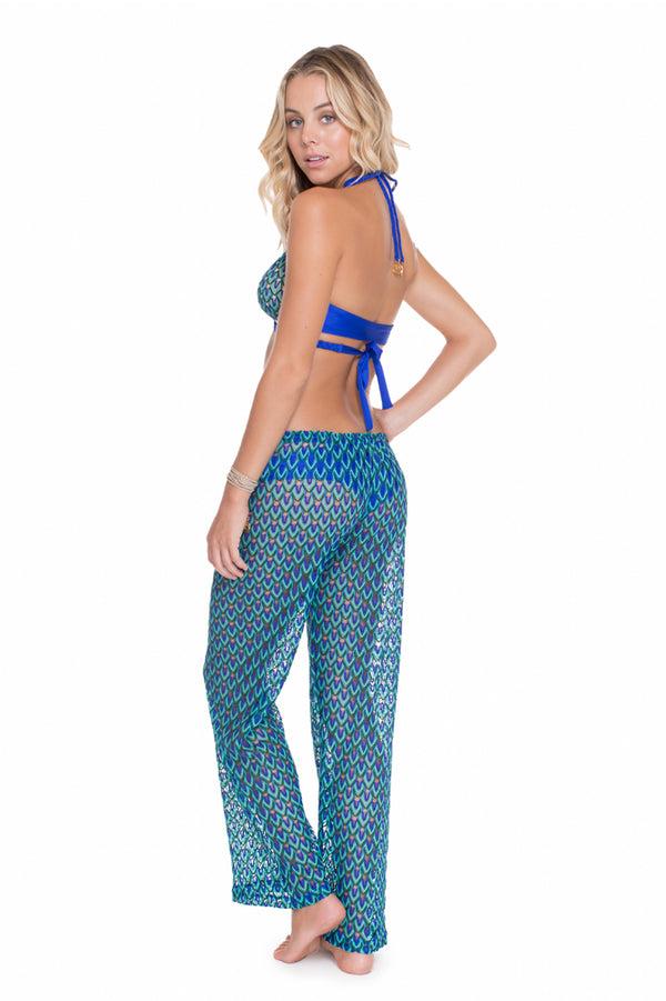 Luli Fama BLUE KISS - Cross Over Halter Top & Beach Pant • Electric Blue – Luli Fama