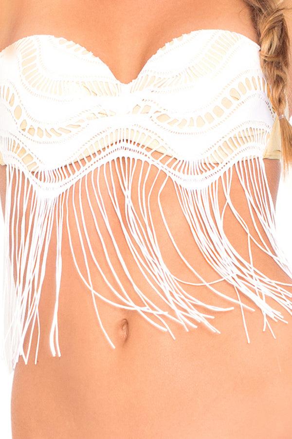 Luli Fama BUENA ONDA - Fringe Underwire Push Up Bandeau Top & Braided Side Full – Luli Fama