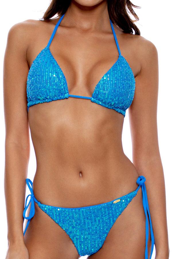Luli Fama CHASING STARS - Sequins Triangle Top & Sequins Ruched Back Brazilian T – Luli Fama