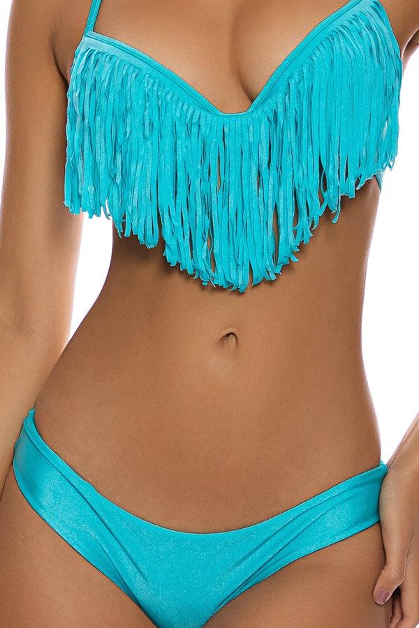 Luli Fama COSITA BUENA - Plunge Push Up Fringe Underwire Top & Seamless Thong Bo – Luli Fama
