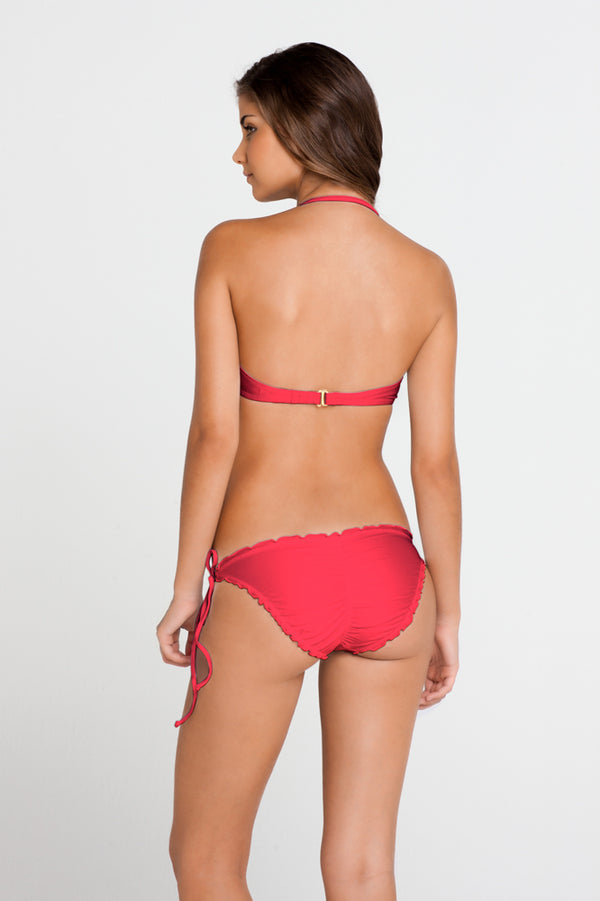Luli Fama Cosita Buena Push Up Bandeau Bikini Top & Wavy Bikini Bottom - Red – Luli Fama