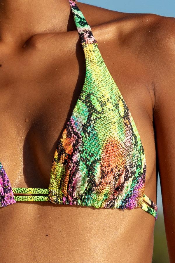 Luli Fama ELECTRIC SKIN - Triangle Halter Top & Seamless Full Ruched Back Bottom – Luli Fama