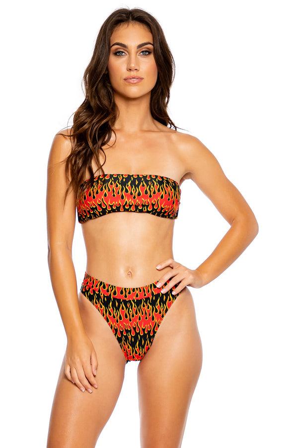 luli fama FLAME OF LOVE - Free Form Bandeau & High Leg Banded Waist Bottom • Bla – Luli Fama