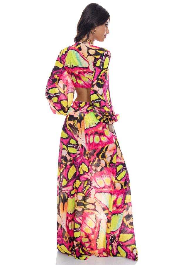 Luli Fama FLUTTER - Multiway Tie Crop & Palazzo Pant • Multicolor – Luli Fama