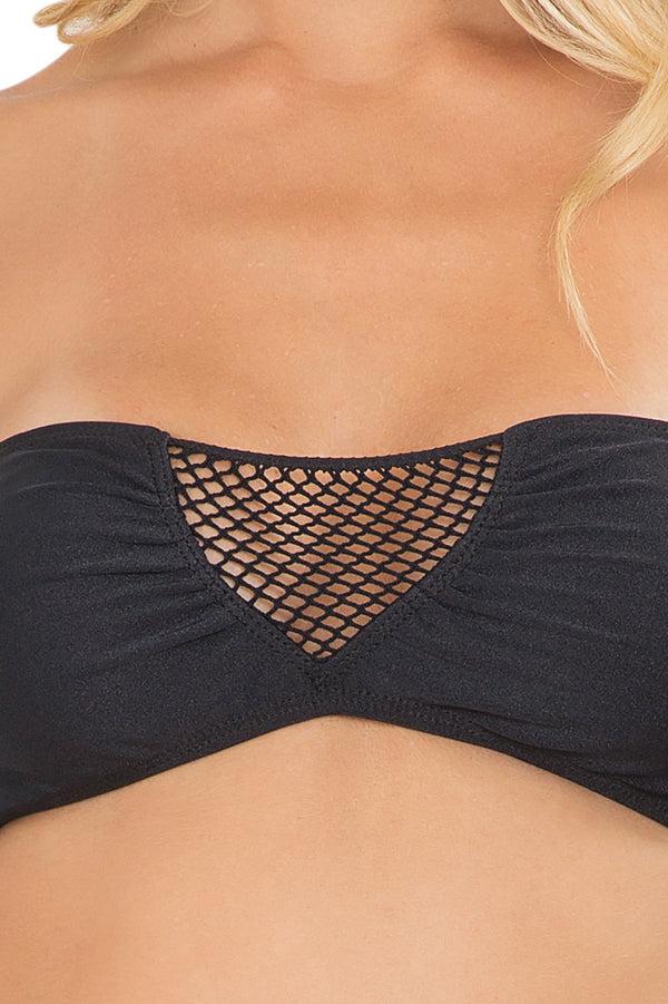 Luli Fama FOR YOUR EYES ONLY - V Cut Net Bandeau & Net Sides Brazilian Ruched Ba – Luli Fama