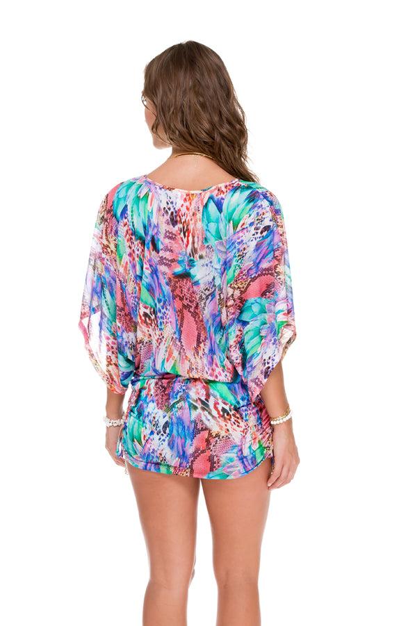 Luli Fama GORGEOUS CHAOS - Cabana V Neck Dress • Multicolor – Luli Fama