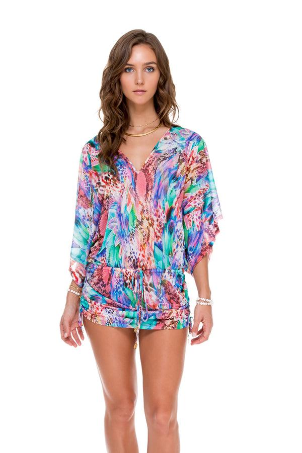 luli fama GORGEOUS CHAOS - Cabana V Neck Dress • Multicolor – Luli Fama