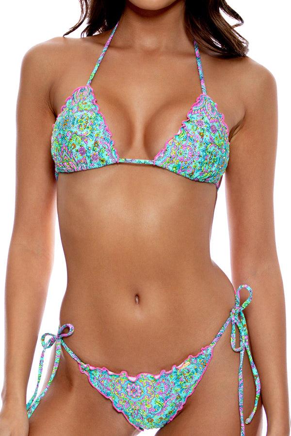 Luli Fama GROOVY LULI Wavy Triangle Top & Tie Side Ruched Bottom – Luli Fama