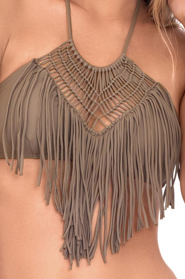 Luli Fama HEART OF A HIPPIE - Weave Fringed Halter Top & Weave Fringed Moderate – Luli Fama