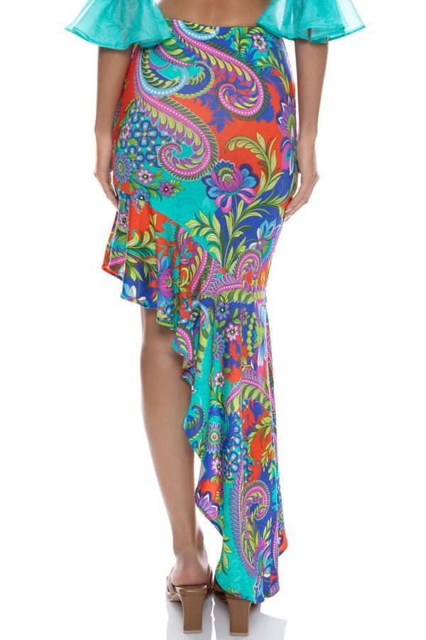 Luli Fama IN THE GROOVE - Bell Sleeve Scrunched Crop Top & Asymmetrical Ruffle T – Luli Fama