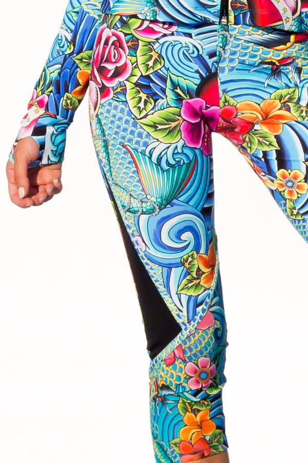 Luli Fama INKED BABE - Fitted Mesh Panel Jacket & Inked Babe Short Pants • Multi – Luli Fama