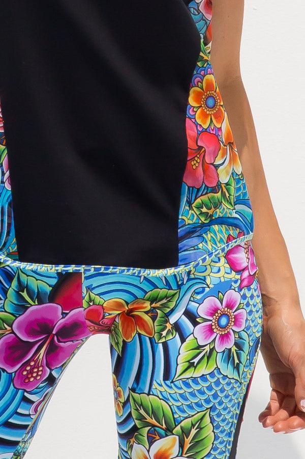 Luli Fama INKED BABE - Mesh Side Racer Back & Inked Babe Short Pants • Multicolo – Luli Fama