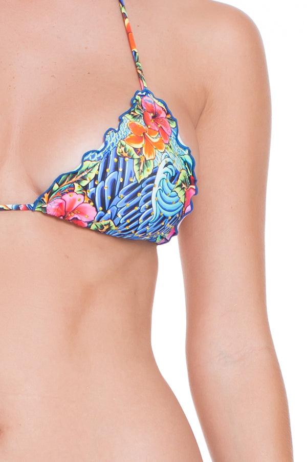 Luli Fama INKED BABE - Wavey Triangle Top & Wavy Ruched Back Brazilian Tie Side – Luli Fama
